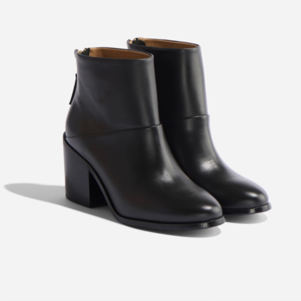 Nisolo Dari Commuter Boot- Black Ankle Booties Block Heel Size 7